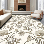 Delicate Floral Patterned Neutral Rug