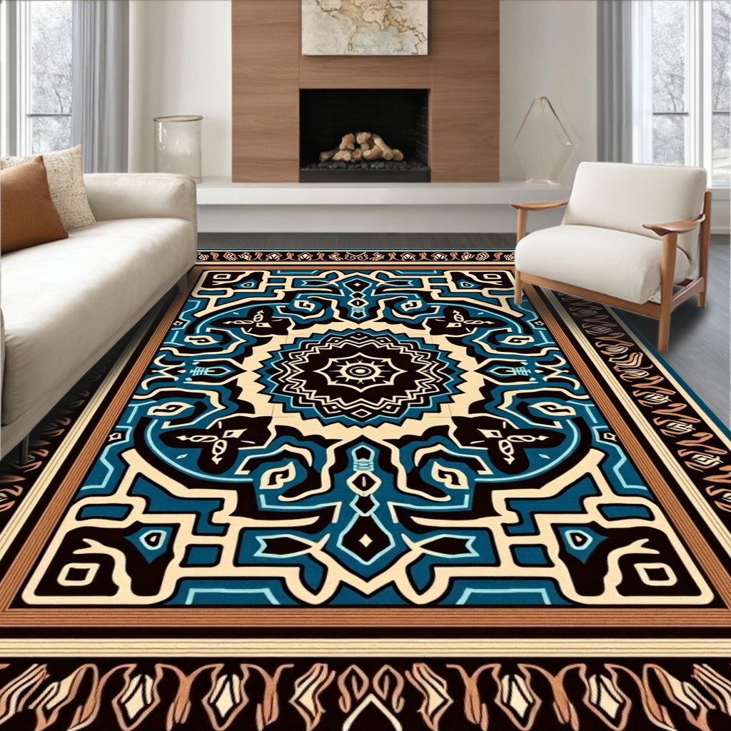 Intricate Geometric Medallion Print Rug