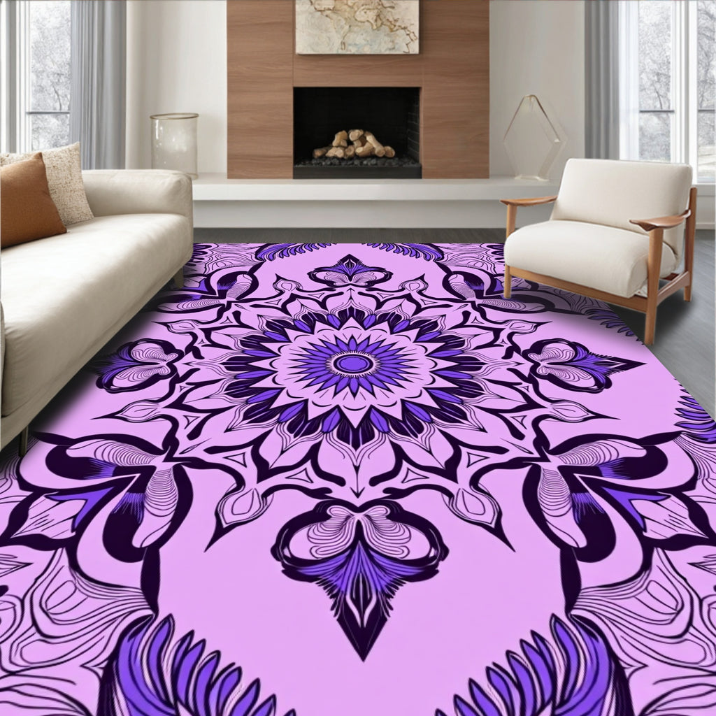 Lush Violet Mandala Patterned Rug