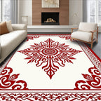 Red Ornamental Floral Medallion Rug