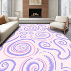 Playful Swirl Patterned Lavender Pink Rug