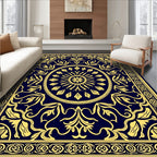 Elegant Gold Floral Border Rug