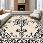 Vintage Floral Scroll Medallion Design Rug