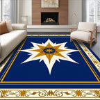 Golden Starburst On Royal Blue Border Rug