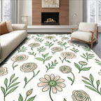 Whimsical Pink Floral Botanical Pattern Rug