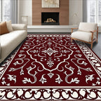 Crimson White Classic Floral Medallion Rug