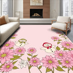 Cute Snowmen Pink Floral Border Rug