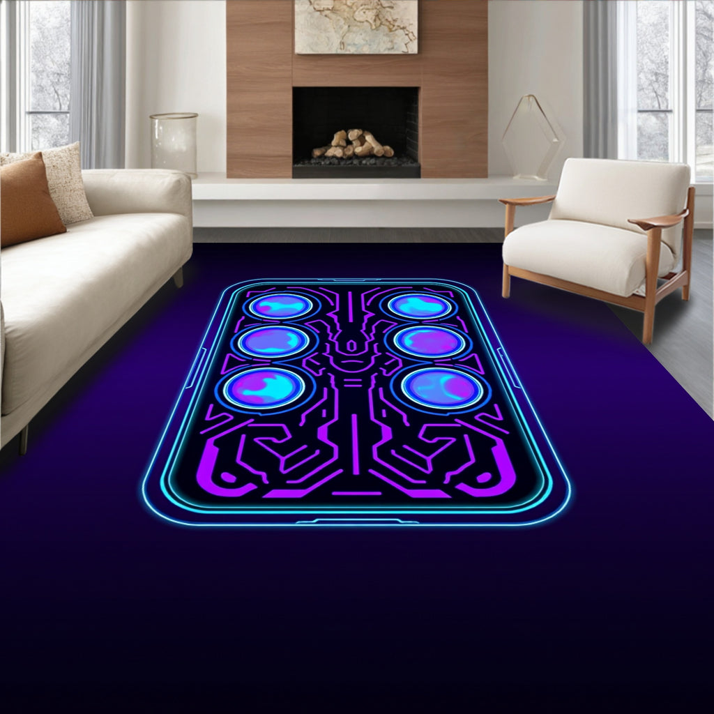 Futuristic Circuit Board Design Rug