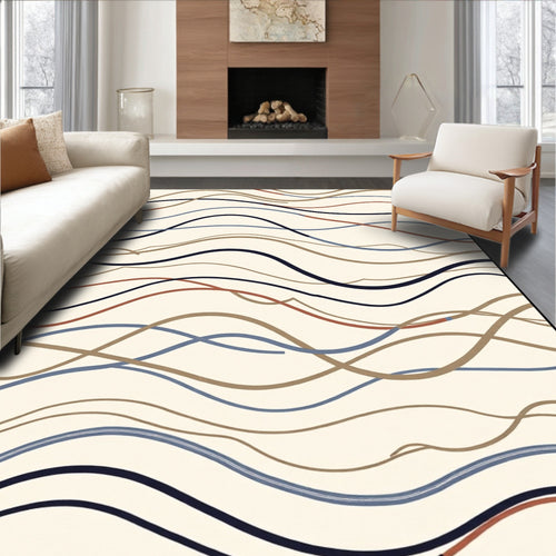 Abstract Wavy Line Pattern Rug
