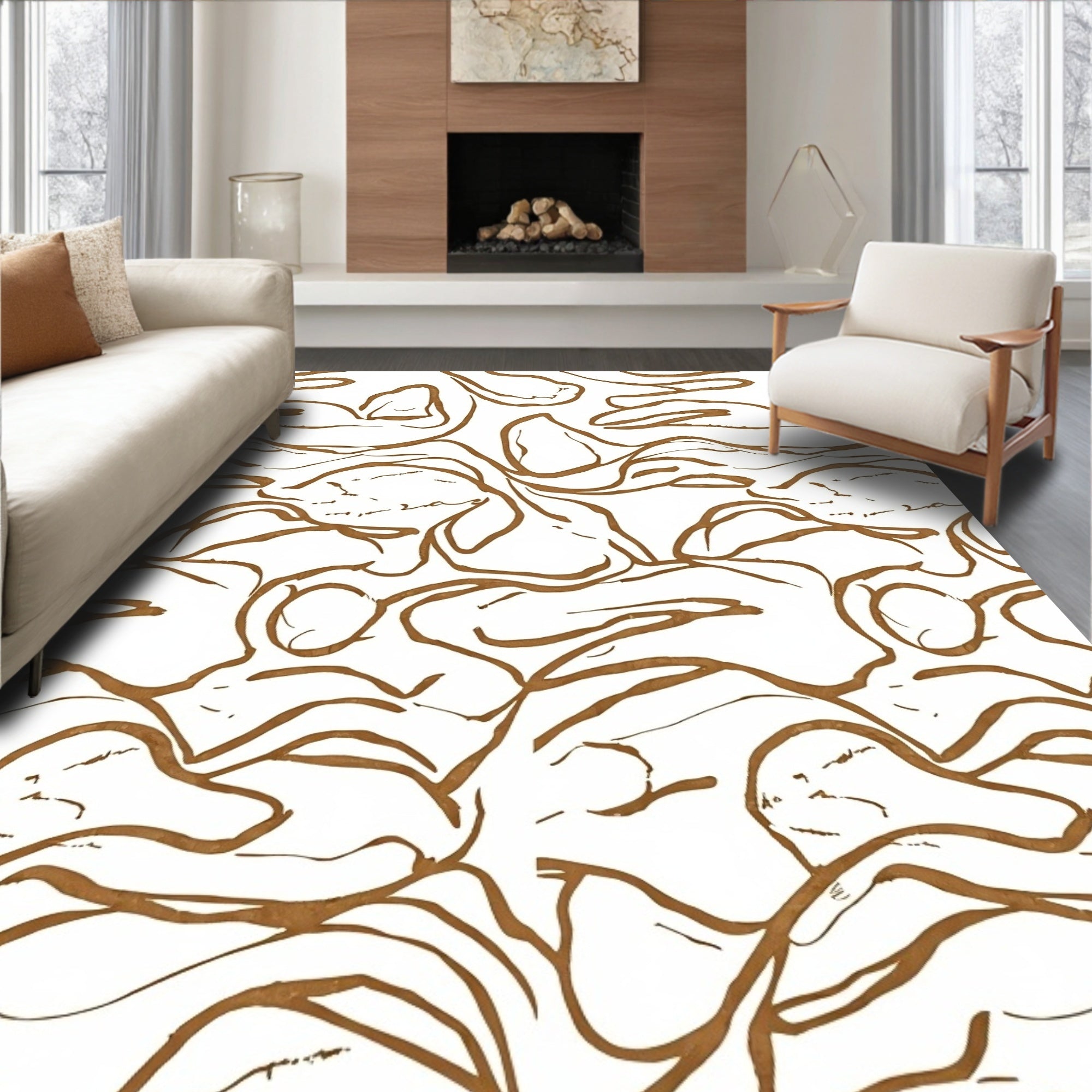 Abstract Organic Line Pattern Rug
