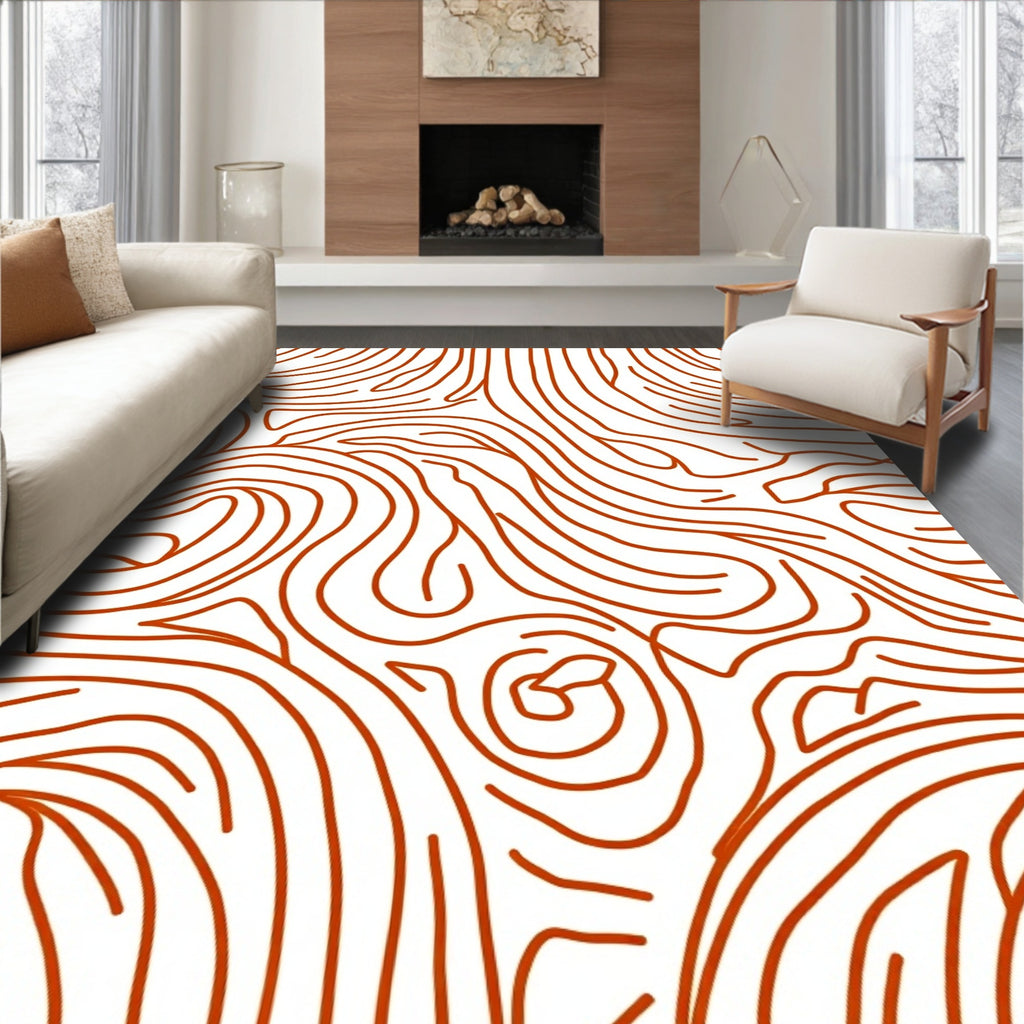 Flowing Contour Wood Grain Abstract Design Rug