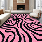 Pink Black Wavy Stripe Design Rug