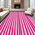 Bright Pink and White Stripe Pattern Rug