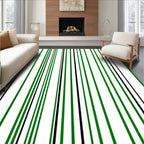 Vertical Green Black Stripe Pattern Rug