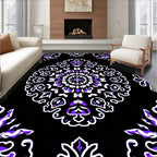 Mandala Pattern Black Purple White Rug