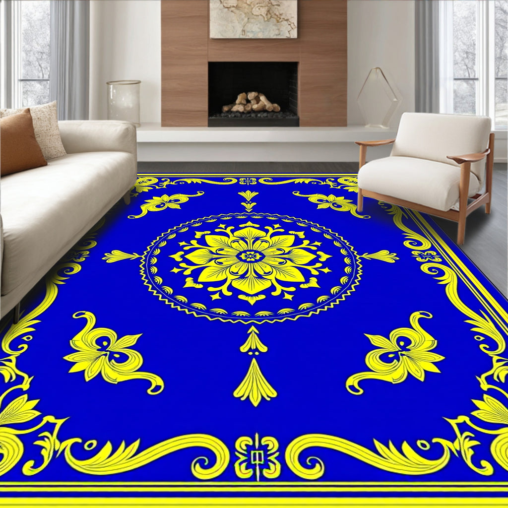 Opulent Floral Scroll Pattern Rug