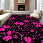 Bold Pink Floral Swirls Pattern Rug