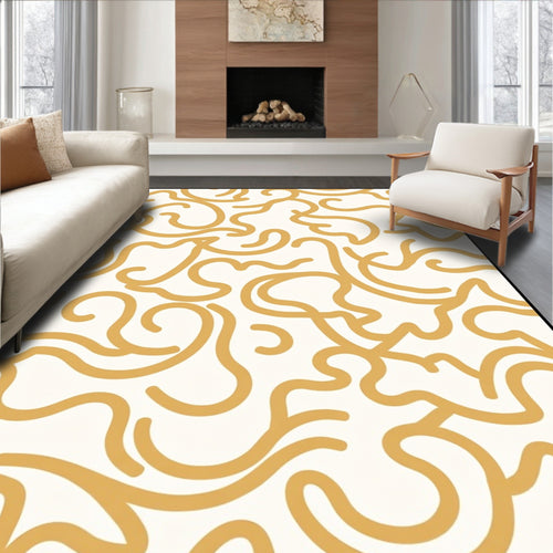 Abstract Golden Swirls Pattern Rug