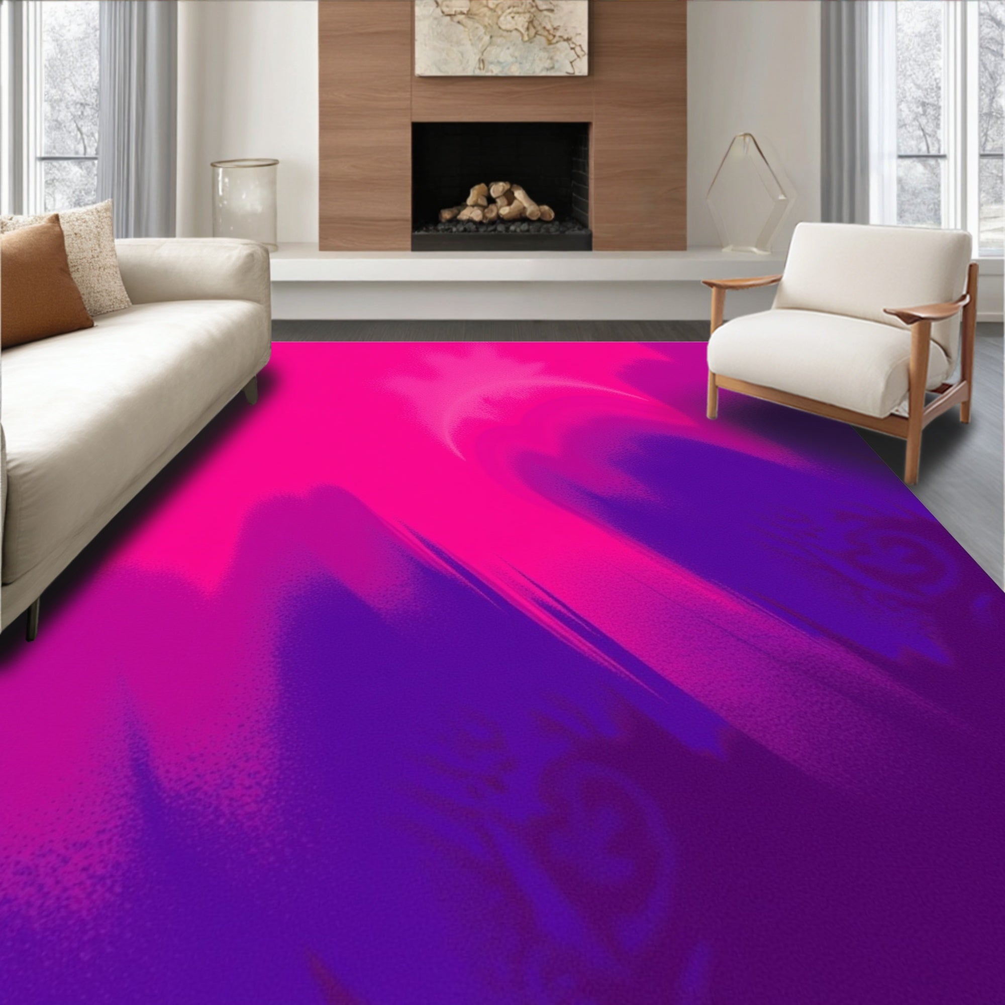 Vibrant Magenta Purple Swirl Rug