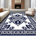 Intricate Geometric Patterned Navy Rug
