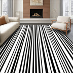 Classic Black and White Stripe Pattern Rug
