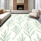 Minimalist Green Leaf Pattern Rug