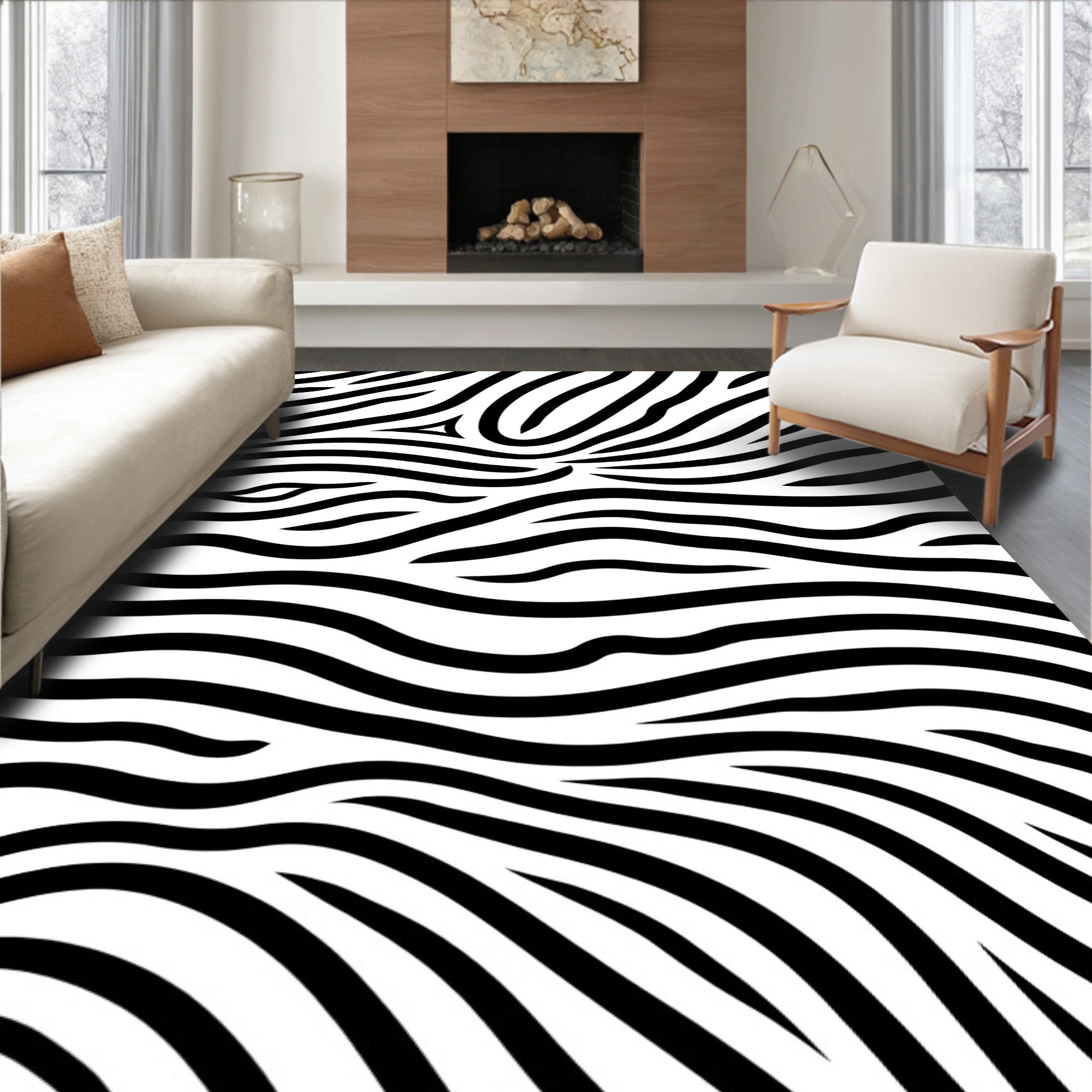 Bold Zebra Style Stripped Pattern Rug