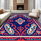 Bold Red White Blue Paisley Rug