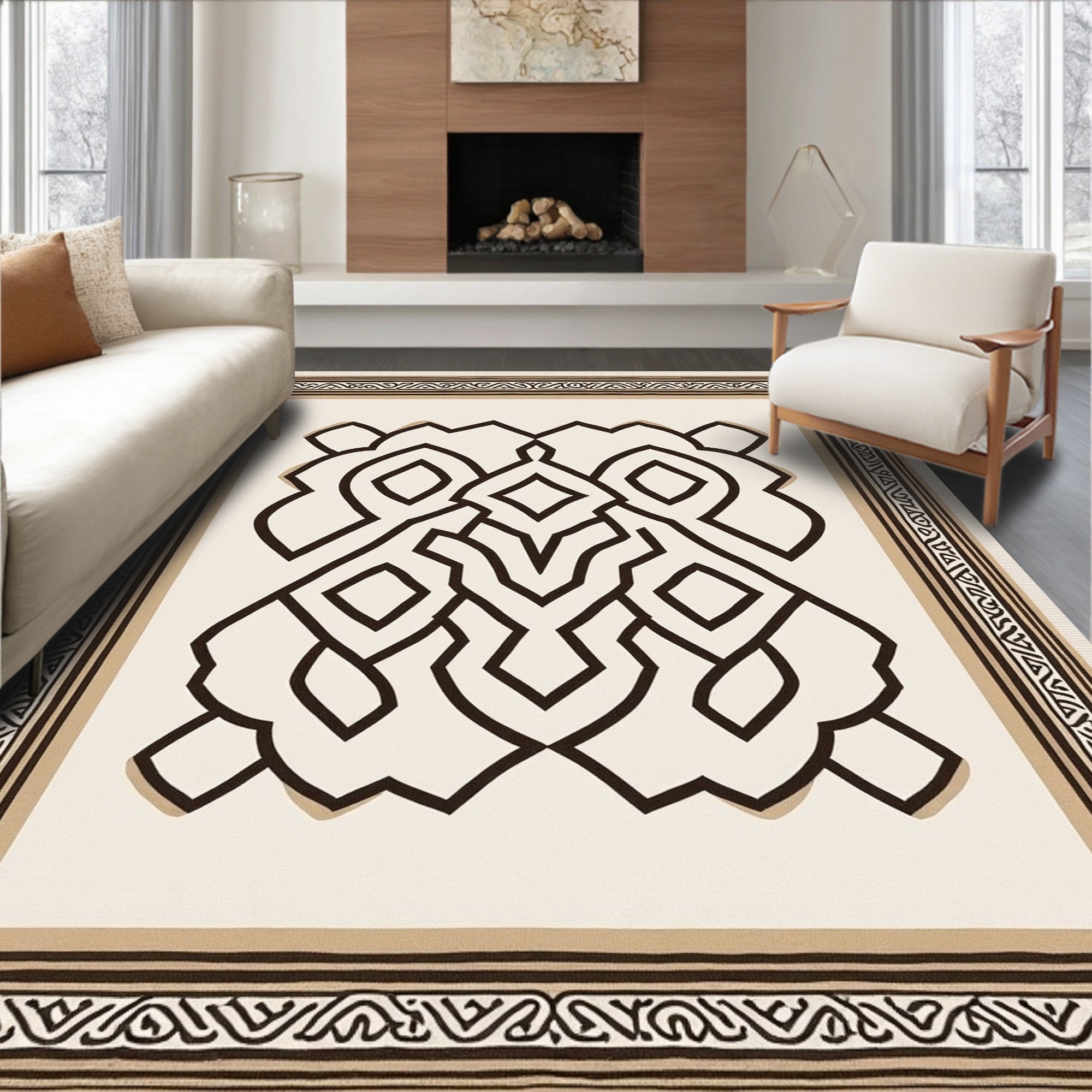 Abstract Interlocking Bold Lines Rug