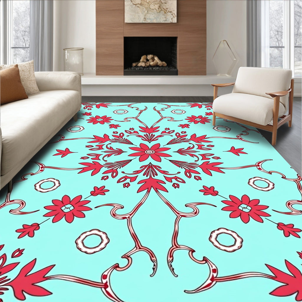 Floral Vines Red Pattern Rug