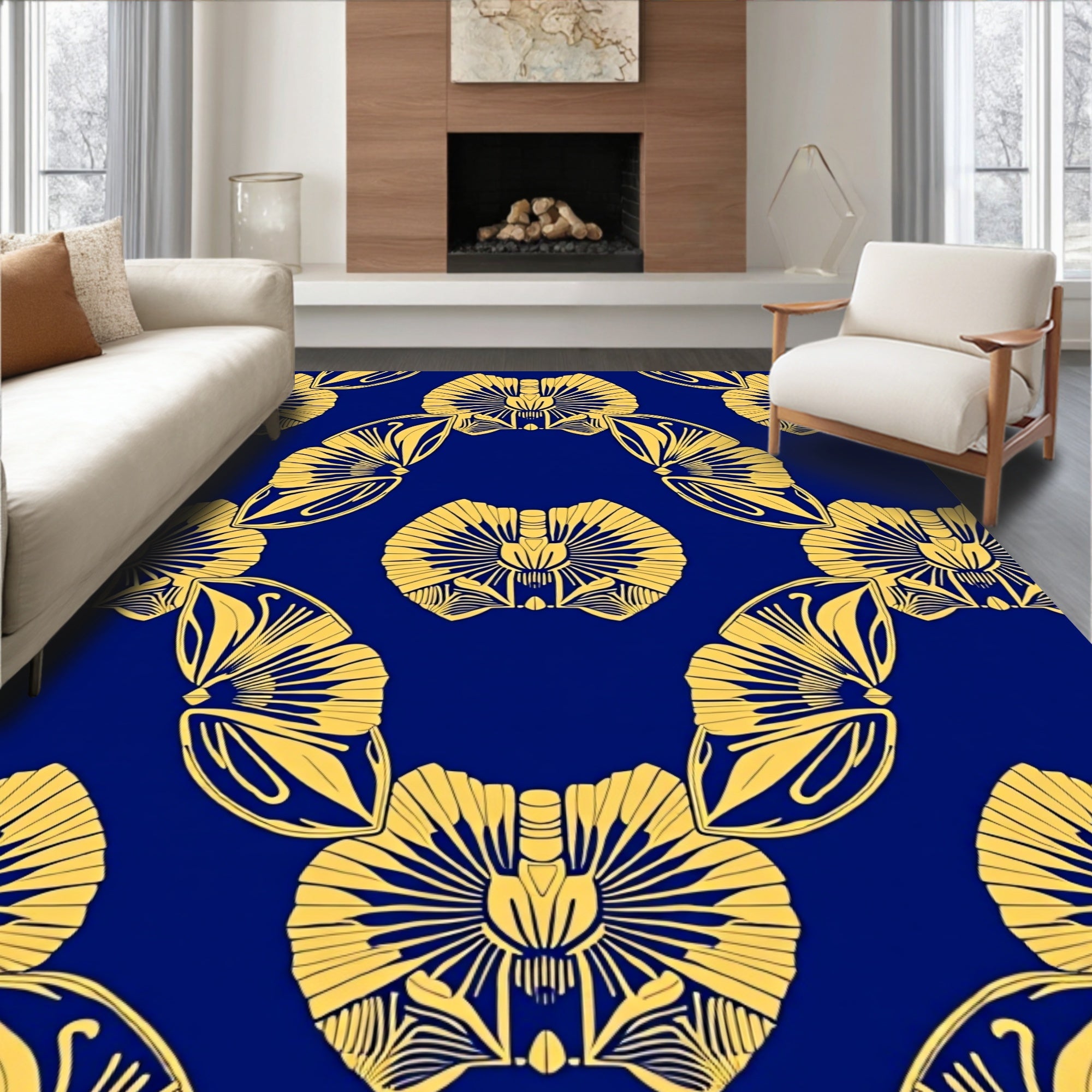 Art Deco Fan Patterned Rug