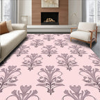 Elegant Pink Floral Damask Rug
