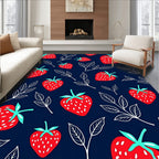 Red Strawberry Leaf Pattern Design Rug