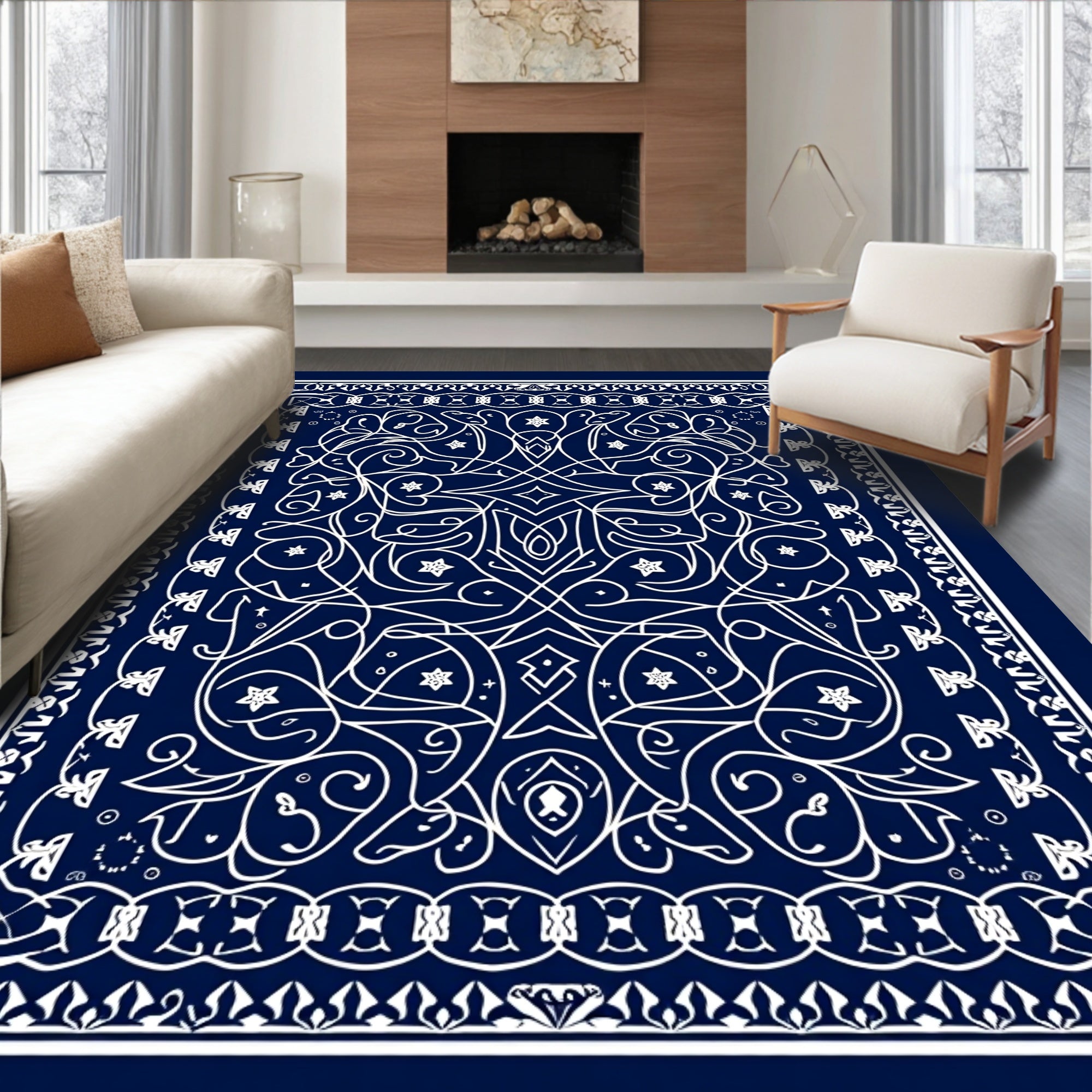 Intricate Ornate Symmetry Pattern Rug
