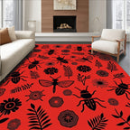 Whimsical Insects Botanical Pattern Rug