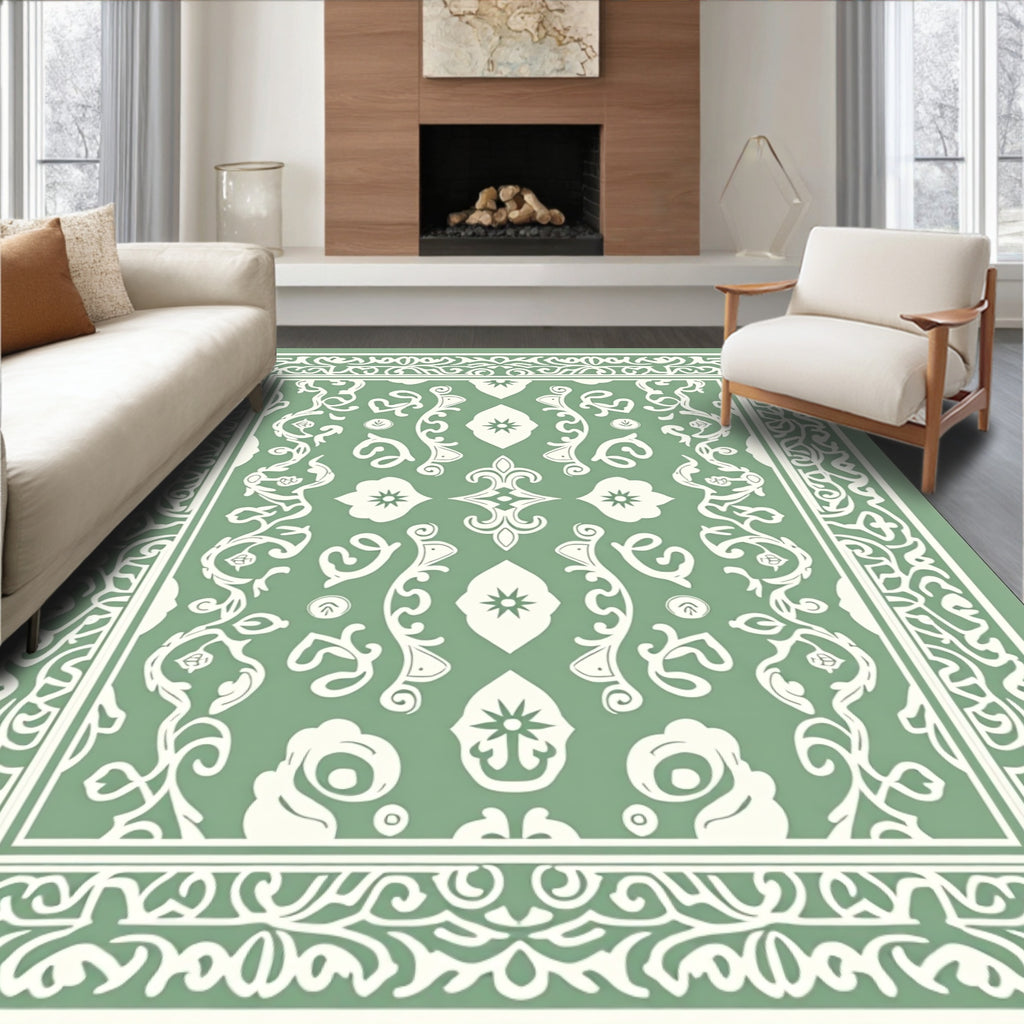 Ornate Floral Bordered Pattern Rug