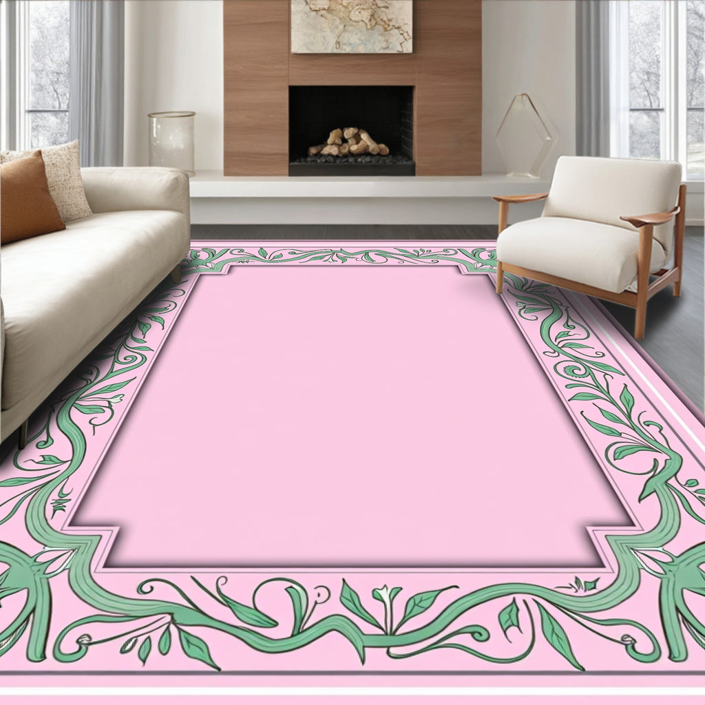Art Nouveau Floral Vine Border Rug