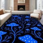 Enchanting Blue Mushroom Pattern Rug