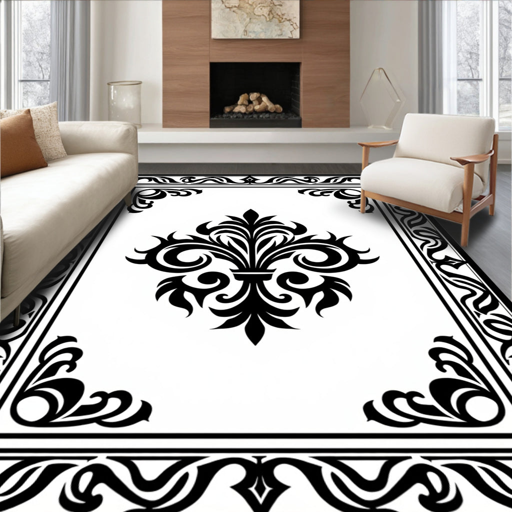 Classic Floral Border Design Rug