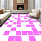 Modern Pink Square Pattern Rug