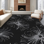 Abstract Gray Floral Black Pattern Rug