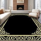 Ornate Golden Swirl Border Design Rug