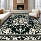 Elaborate Floral Scrollwork Medallion Design Rug