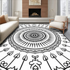 Geometric Mandala With Floral Accents Rug
