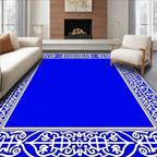 Royal Blue White Intricate Border Rug