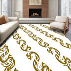 Ornate Gold Scrolling Vine Pattern Rug