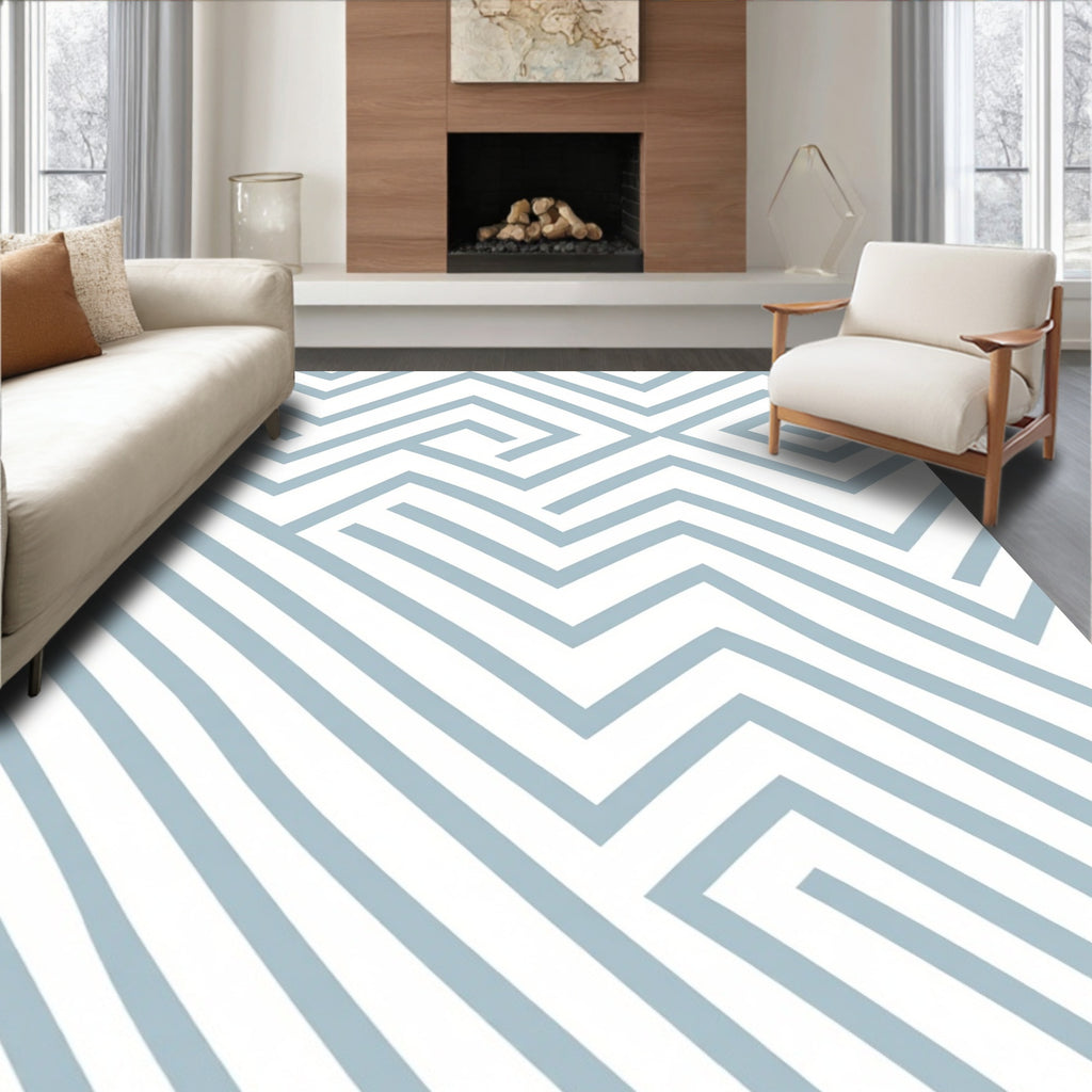 Abstract Geometric Labyrinth Pattern Rug