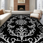 White Ornate Floral Scrollwork Rug