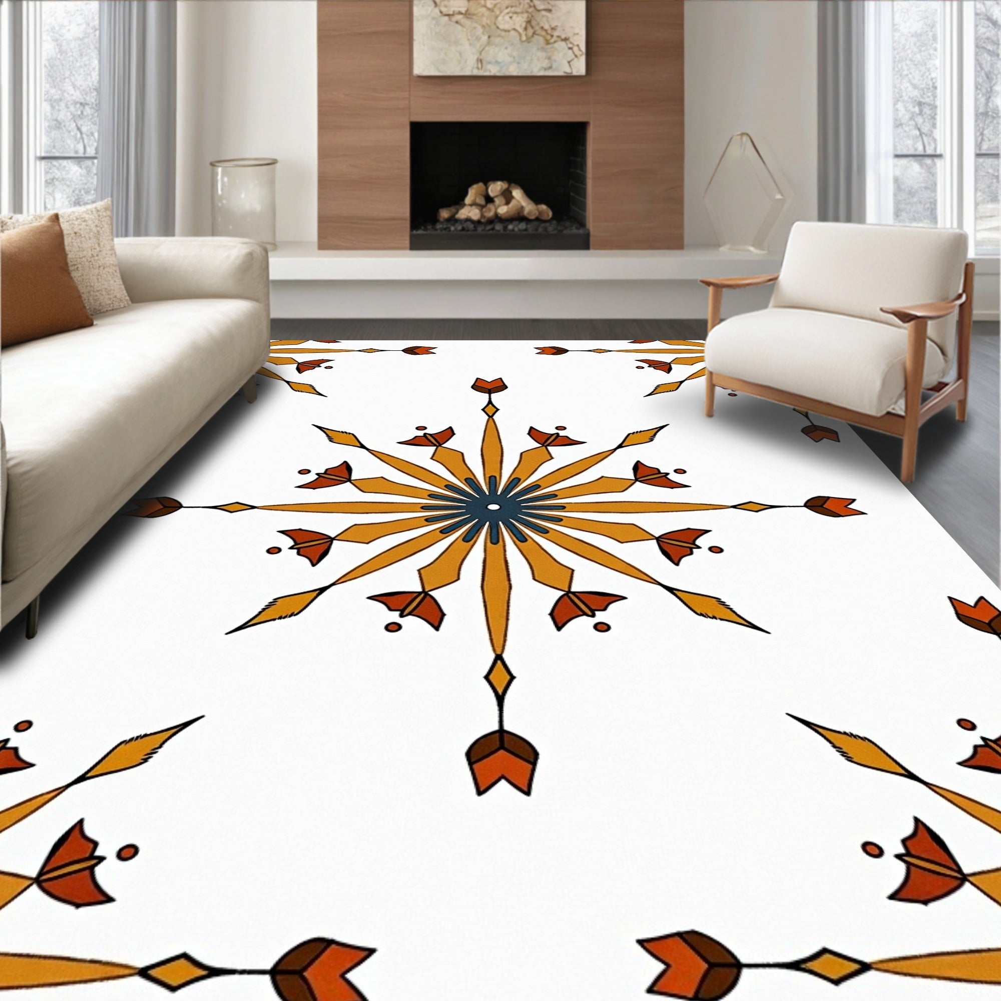 Sunburst Arrow Motif Rug