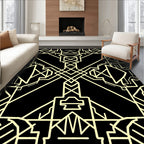 Symmetrical Yellow Lines Abstract Pattern Rug